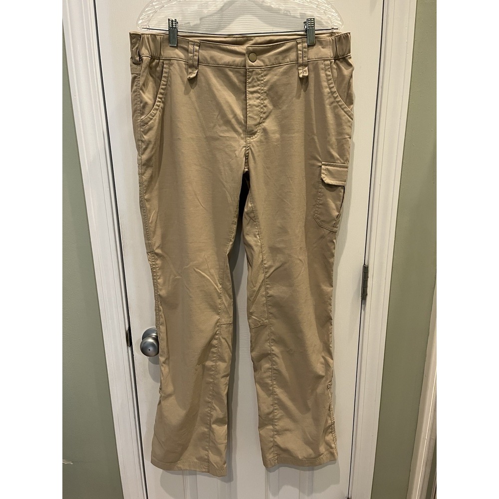 Duluth Trading Women's Sz 14 Dry on the Fly Pant‎ Khaki Cargo Bootcut Hiking